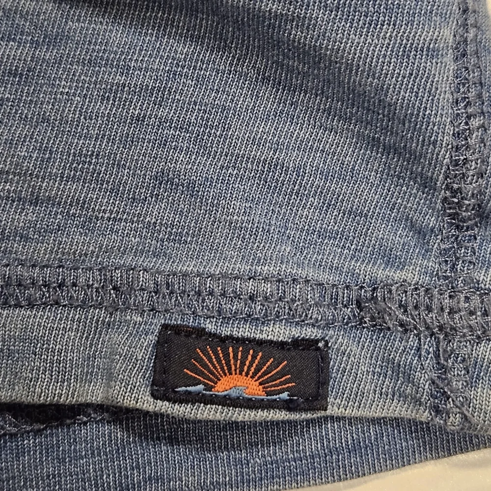 Faherty Heathered acid washed blue henley Men cotton Tee shirt tops size L - Picture 4 of 9